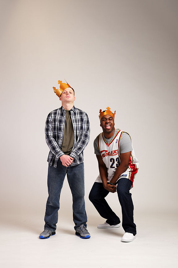 (from left) Caleb Foot appears as Matt and Joshua Echebiri appears as Shawn in King James, 2024. Photo by Rich Soublet II. 