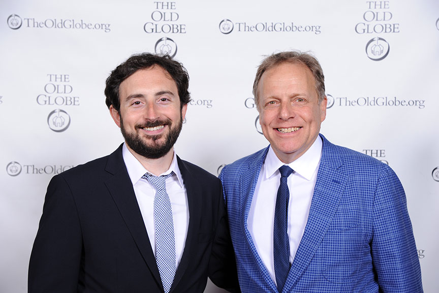 (from left) Jeremy McCarter and James Shapiro hosted Shakespeare in America, performed by a constellation of luminaries, at The Old Globe on June 4. The event kicked off the visit to San Diego of Shakespeare's First Folio. Photo by Douglas Gates.