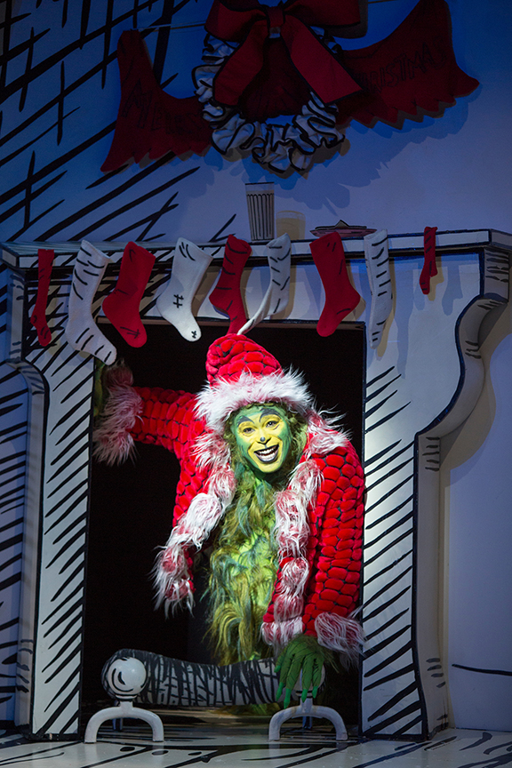 J. Bernard Calloway as The Grinch in Dr. Seuss’ How the Grinch Stole Christmas!, directed by James Vásquez, running Nov. 5 – Dec. 26, 2016 at The Old Globe. Photo by Jim Cox.