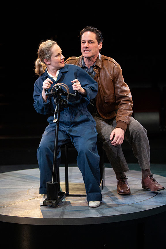 Morgan Hallett as Jerrie Cobb and Peter Rini as Jack Ford in They Promised Her the Moon, running April 6 – May 12, 2019 at The Old Globe. Photo by Jim Cox.
