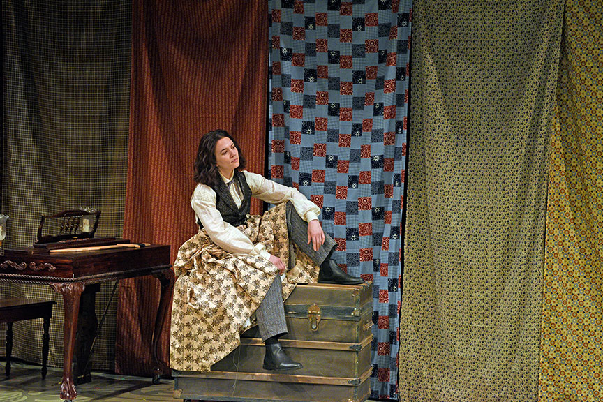 Pearl Rhein as Jo March in the West Coast premiere of Little Women by Kate Hamill, directed by Sarah Rasmussen, presented in association with Dallas Theater Center, running March 14 – April 19, 2020 at The Old Globe. Photo by Karen Almond.