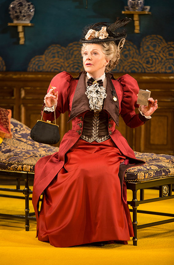 Helen Carey as Lady Bracknell in The Importance of Being Earnest, by Oscar Wilde, directed by Maria Aitken, running January 27 – March 4, 2018 at The Old Globe. Photo by Jim Cox. 