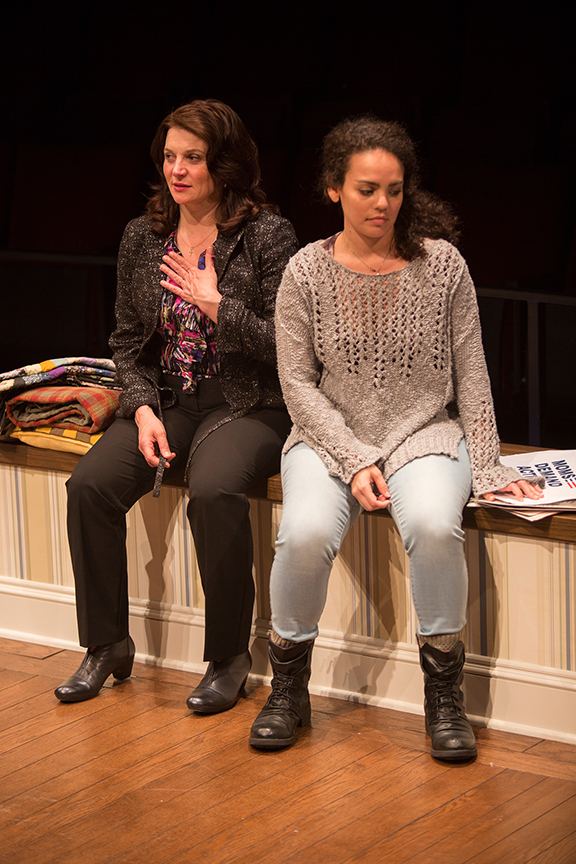 (from left) Antoinette LaVecchia as Diana Garcia and Nataysha Rey as Theresa Garcia in the world premiere of The Blameless, by Nick Gandiello, directed by Gaye Taylor Upchurch, running February 23 - March 26, 2017 at The Old Globe. Photo by Jim Cox.