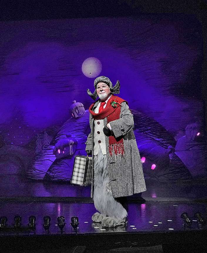 Steve Gunderson appears as Old Max in Dr. Seuss's How the Grinch Stole Christmas!, book and lyrics by Timothy Mason, music by Mel Marvin, original production conceived and directed by Jack O'Brien, original choreography by John DeLuca, and directed by James Vásquez, running November 3 – December 29, 2018 at The Old Globe. Photo by Ken Howard.
