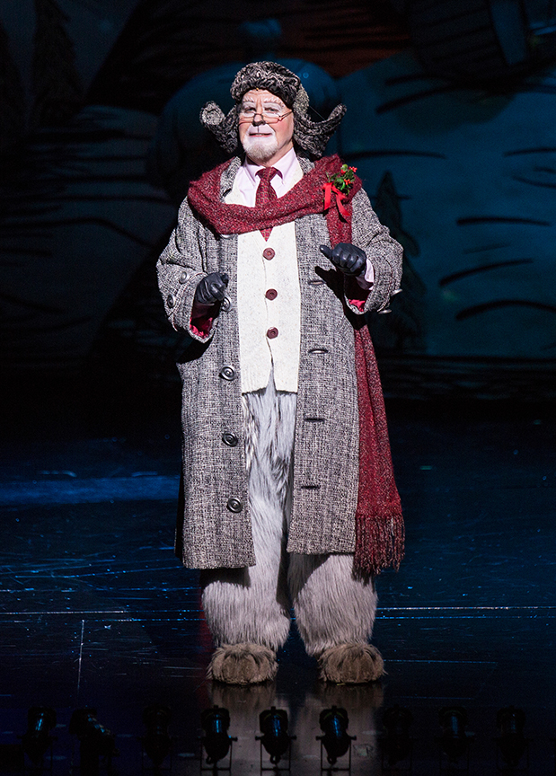 Steve Gunderson appears as Old Max in Dr. Seuss's How the Grinch Stole Christmas!, book and lyrics by Timothy Mason, music by Mel Marvin, original production conceived and directed by Jack O'Brien, original choreography by John DeLuca, and directed by James Vásquez, running November 3 – December 29, 2018 at The Old Globe. Photo by Jim Cox.