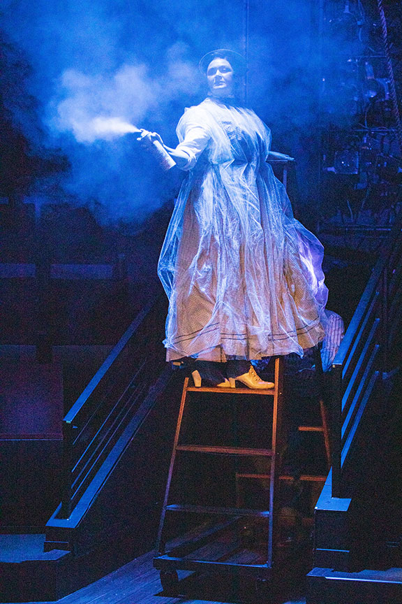 Jacque Wilke as Ghost of Christmas Past in Ebenezer Scrooge's BIG San Diego Christmas Show, running November 23 – December 29, 2019 at The Old Globe. Photo by Jim Cox.