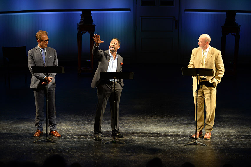 (from left) Mark Pinter, Blair Underwood, and Mike Sears joined a constellation of luminaries to perform in Shakespeare in America