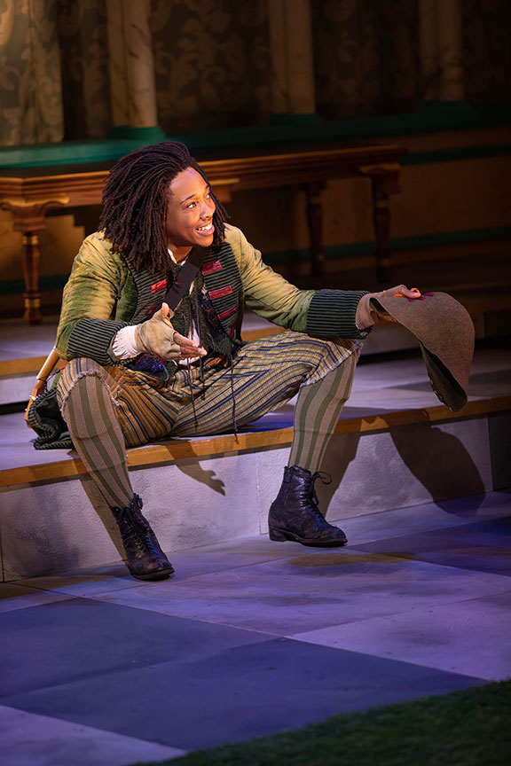 Esco Jouléy as Feste in Twelfth Night. Photo by Jim Cox.