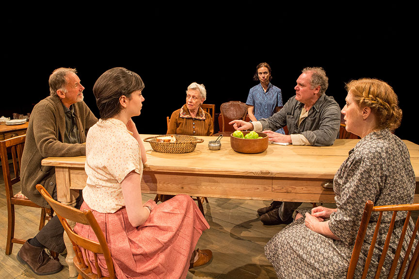 The cast of Uncle Vanya, translated by Richard Pevear and Larissa Volokhonsky, directed and translated by Richard Nelson, running February 10 – March 11, 2018 at The Old Globe. Photo by Jim Cox.
