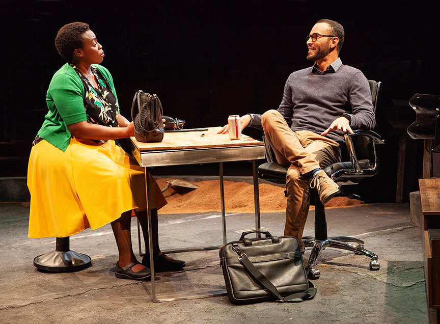 Omozé Idehenre as Sigourney and Adrian Anchondo as Hector in What You Are, running May 30 – June 30, 2019 at The Old Globe. Photo by Jim Cox.