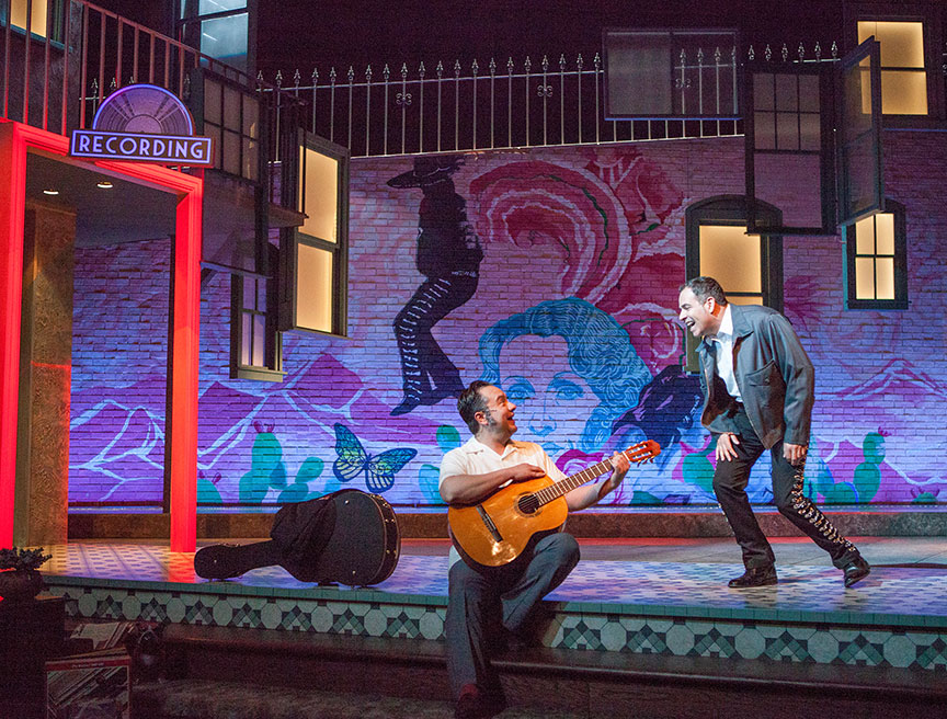 (from left) Rodney Lizcano and Bobby Plasencia in American Mariachi, written by José Cruz González, directed by James Vásquez, in association with Denver Center for the Performing Arts Theatre Company, running March 23 – April 29, 2018 at The Old Globe. Photo by Jim Cox.