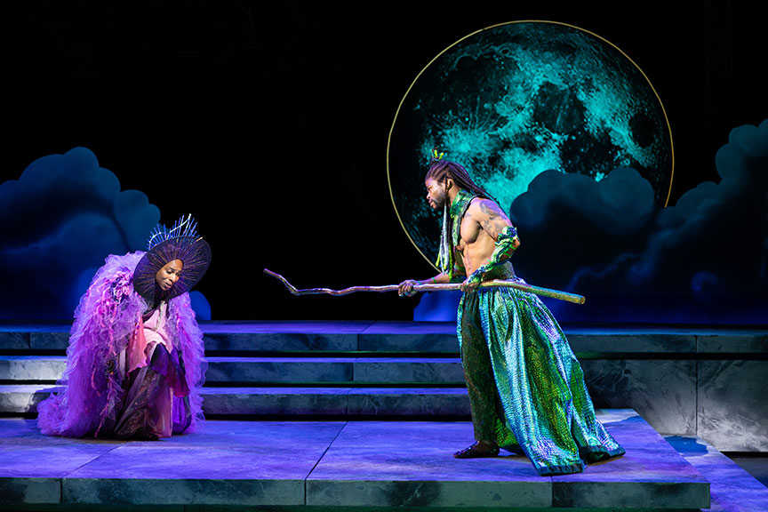 Karen Aldridge as Titania and Paul James as Oberon in A Midsummer Night’s Dream. Photo by Rich Soublet II.