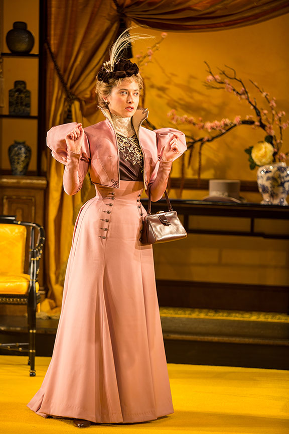 Kate Abbruzzese as The Hon. Gwendolen Fairfax in The Importance of Being Earnest, by Oscar Wilde, directed by Maria Aitken, running January 27 – March 4, 2018 at The Old Globe. Photo by Jim Cox. 