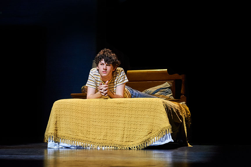 Casey Likes as William Miller. Almost Famous, a world-premiere musical with book and lyrics by Cameron Crowe, based on the Paramount Pictures and Columbia Pictures motion picture written by Cameron Crowe, directed by Jeremy Herrin, with original music and lyrics by Tom Kitt, runs September 13 – October 27, 2019 at The Old Globe. Photo by Neal Preston.