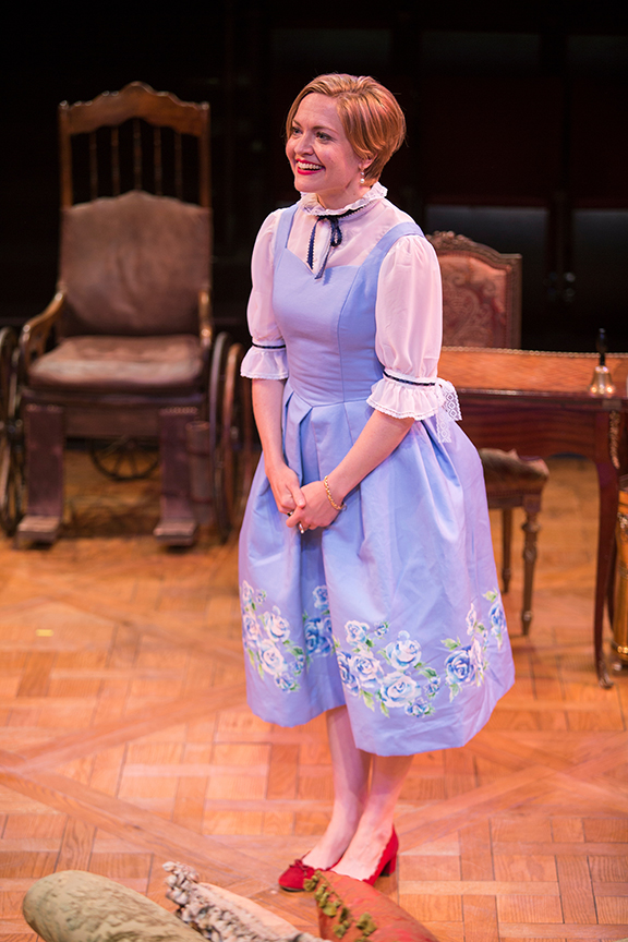 Jane Pfitsch as Angélique in the world premiere adaptation of Molière’s The Imaginary Invalid, adapted by Fiasco Theater, running May 27 – June 25, 2017 at The Old Globe. Photo by Jim Cox.