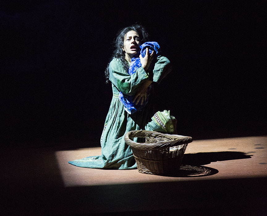 Nadine Malouf as Laila in A Thousand Splendid Suns, written by Ursula Rani Sarma, based on the book by Khaled Hosseini, directed by Carey Perloff, and co-produced by American Conservatory Theater, runs May 12 – June 17, 2018 at The Old Globe. Photo by Jim Cox.