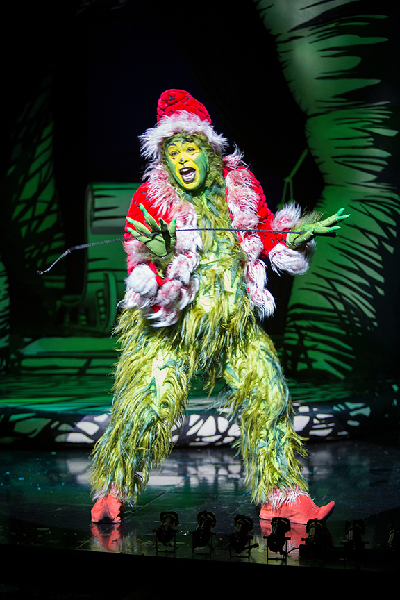 J. Bernard Calloway as The Grinch in Dr. Seuss’ How the Grinch Stole Christmas!, directed by James Vásquez, running Nov. 5 – Dec. 26, 2016 at The Old Globe. Photo by Jim Cox.