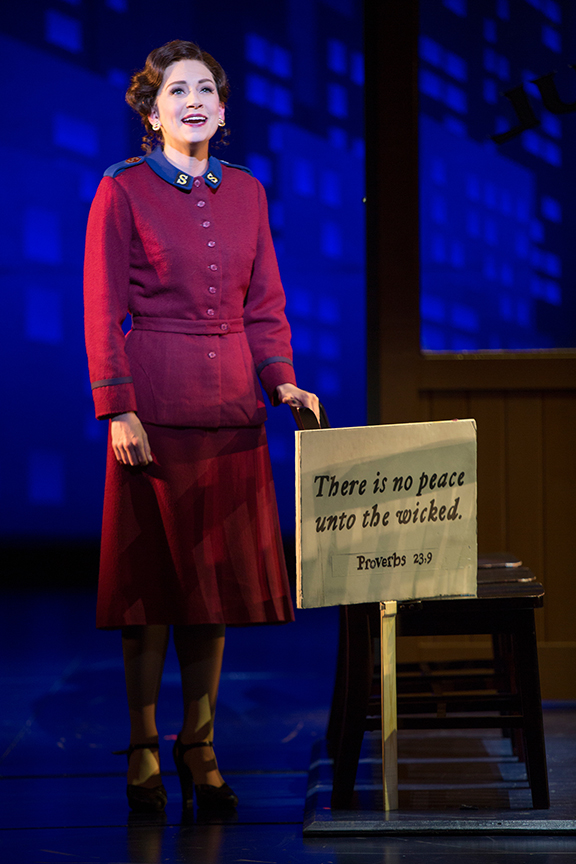 Audrey Cardwell as Sarah Brown in Guys and Dolls, with music and lyrics by Frank Loesser, book by Abe Burrows and Jo Swerling, directed and choreographed by Josh Rhodes, runs July 2 - August 13, 2017 at The Old Globe. Photo by Jim Cox.