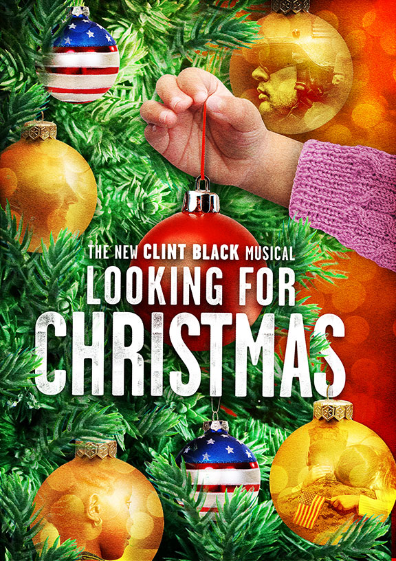 Clint Black's Looking for Christmas will run November 11 – December 31, 2018 at The Old Globe. Artwork courtesy of The Old Globe.