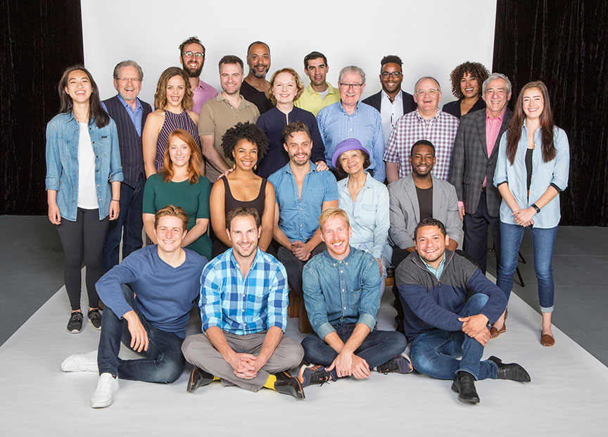 The cast of The Tempest with director Joe Dowling (center). The Tempest, by William Shakespeare, running June 17 – July 22, 2018 at The Old Globe. Photo by Jim Cox.