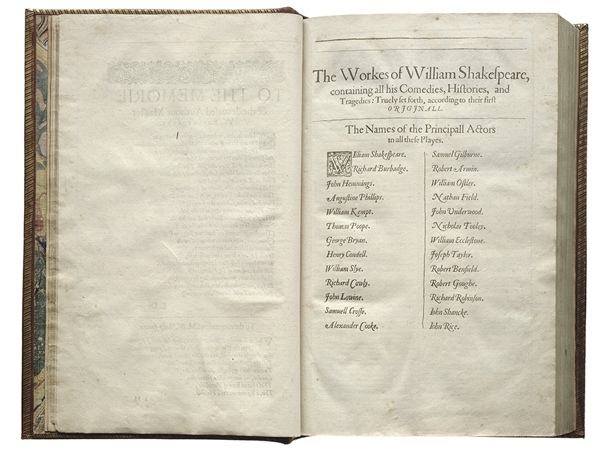 List of Actors. Credit: Shakespeare First Folio, 1623. 