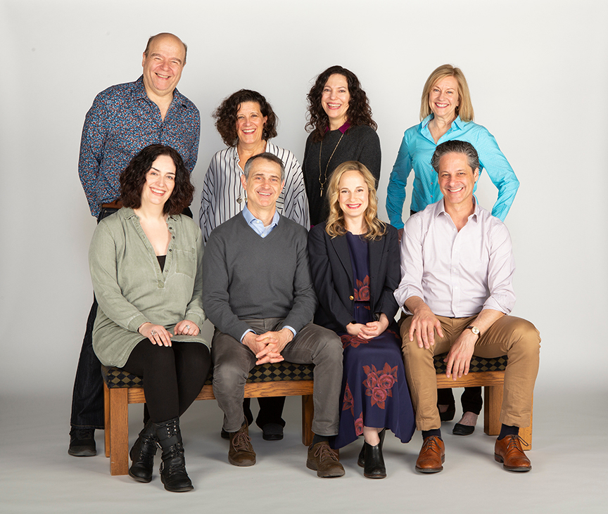 The cast of They Promised Her the Moon with playwright Laurel Ollstein and director Giovanna Sardelli (center), running April 6 – May 5, 2019 at The Old Globe. Photo by Jim Cox.