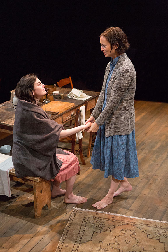 (from left) Celeste Arias as Eléna and Yvonne Woods as Sónya in Uncle Vanya, translated by Richard Pevear and Larissa Volokhonsky, directed and translated by Richard Nelson, running February 10 – March 11, 2018 at The Old Globe. Photo by Jim Cox.