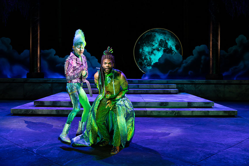 (from left) Christopher Michael Rivera as Puck and Paul James as Oberon in A Midsummer Night’s Dream. Photo by Rich Soublet II.